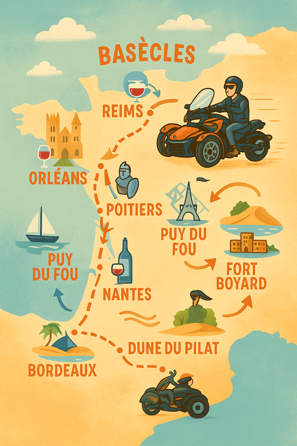 Carte du voyage de noces en Can-Am